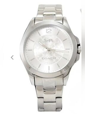 Auth Coach Women's Libby Watch Silver Tone Stainless Steel Bracelet New with Tag